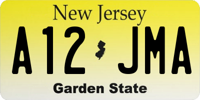 NJ license plate A12JMA