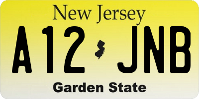 NJ license plate A12JNB