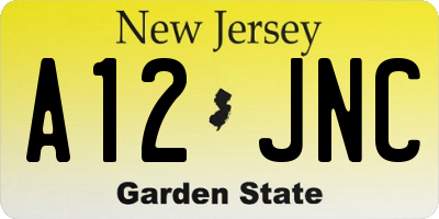 NJ license plate A12JNC