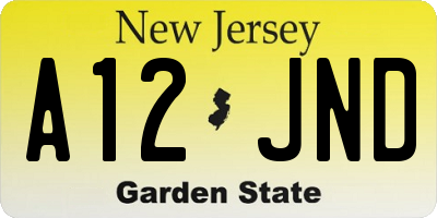 NJ license plate A12JND