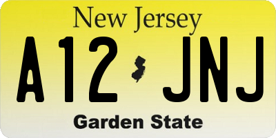 NJ license plate A12JNJ