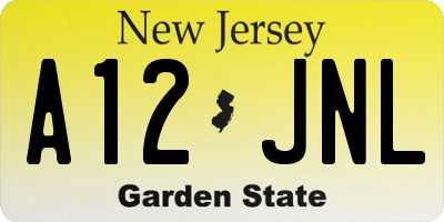 NJ license plate A12JNL