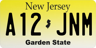 NJ license plate A12JNM