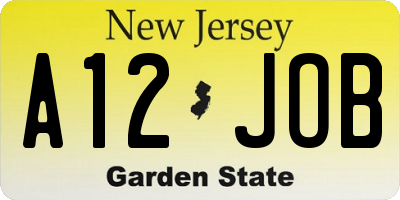 NJ license plate A12JOB