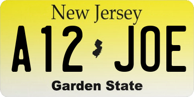 NJ license plate A12JOE