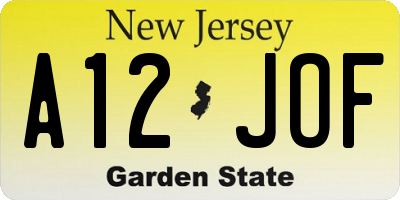 NJ license plate A12JOF