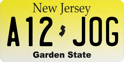 NJ license plate A12JOG