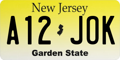 NJ license plate A12JOK