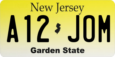 NJ license plate A12JOM