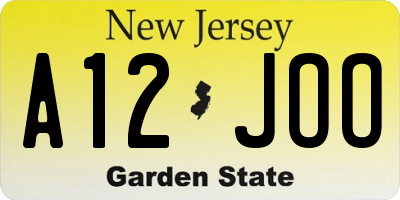 NJ license plate A12JOO