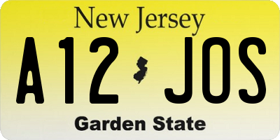 NJ license plate A12JOS