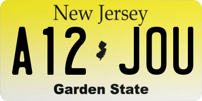 NJ license plate A12JOU