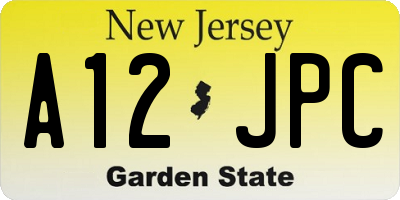 NJ license plate A12JPC