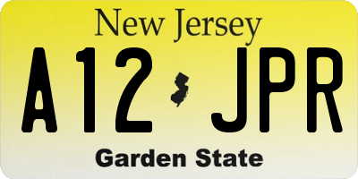 NJ license plate A12JPR