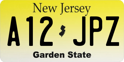 NJ license plate A12JPZ