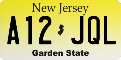 NJ license plate A12JQL