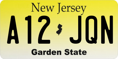 NJ license plate A12JQN