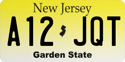 NJ license plate A12JQT