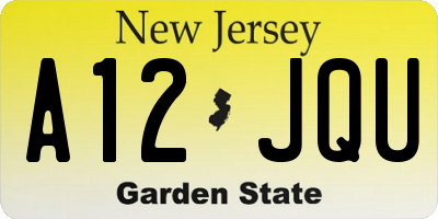 NJ license plate A12JQU