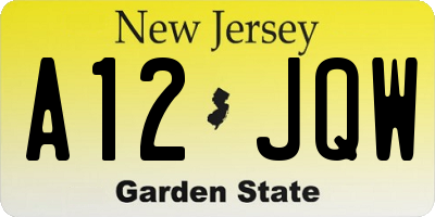 NJ license plate A12JQW