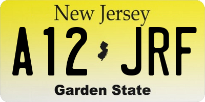 NJ license plate A12JRF