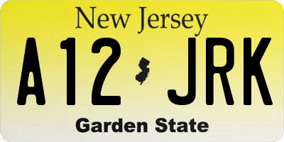 NJ license plate A12JRK