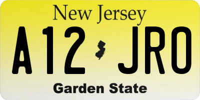 NJ license plate A12JRO