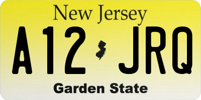 NJ license plate A12JRQ
