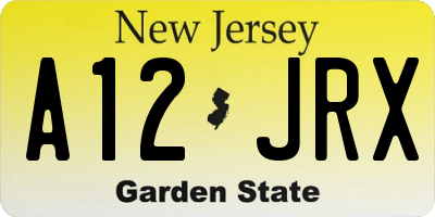 NJ license plate A12JRX