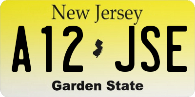 NJ license plate A12JSE