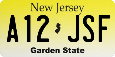 NJ license plate A12JSF