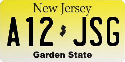 NJ license plate A12JSG