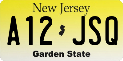 NJ license plate A12JSQ