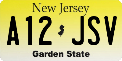 NJ license plate A12JSV