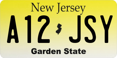 NJ license plate A12JSY