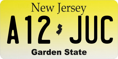 NJ license plate A12JUC