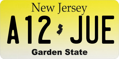NJ license plate A12JUE