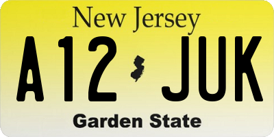 NJ license plate A12JUK