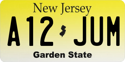 NJ license plate A12JUM
