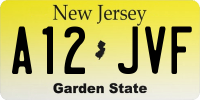 NJ license plate A12JVF
