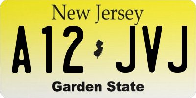NJ license plate A12JVJ