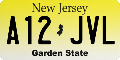 NJ license plate A12JVL