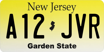 NJ license plate A12JVR