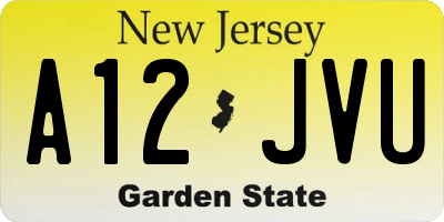 NJ license plate A12JVU