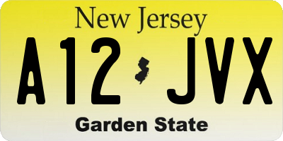 NJ license plate A12JVX