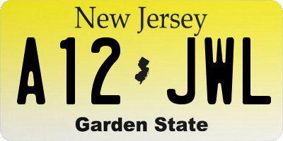 NJ license plate A12JWL