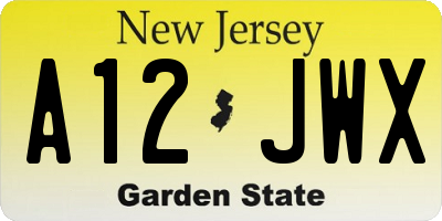 NJ license plate A12JWX