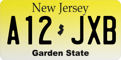 NJ license plate A12JXB