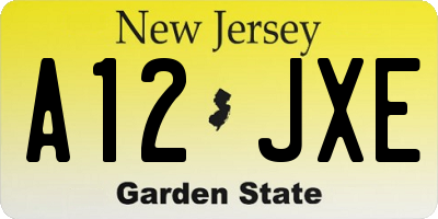 NJ license plate A12JXE