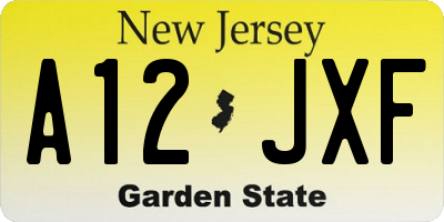 NJ license plate A12JXF